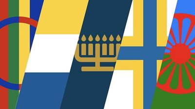 Nationella minoriteter Bild på flagga med nationella minoriteter